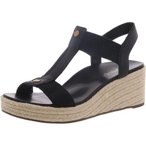 Vionic Calera Black Leather Slingback Platform Wedge Sandals Shoes 8.5